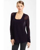 Donna Karan New York Collection Mesh Cashmere Top - Lyst