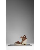 Burberry Check Detail Espadrille Wedges - Lyst
