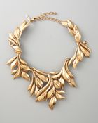 Oscar de la Renta Gold Leaf Collar Necklace - Lyst