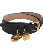 Alexander McQueen Skull Charm Leather Wrap Bracelet - Lyst