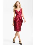 Lela Rose Print Peplum Dress - Lyst