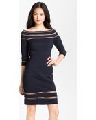 Tadashi Shoji Bateau Neck Shutter Pleated Sheath Dress - Lyst