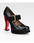 Marni Patent Leather and Suede Platform Mary Jane Pumps - Lyst