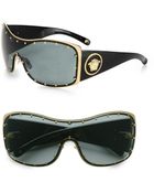 Versace Rock Icon Medusa Studded Shield Sunglasses - Lyst