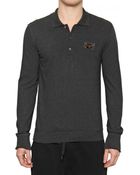 Dolce & Gabbana Pique Cotton Long Sleeved Polo Shirt - Lyst