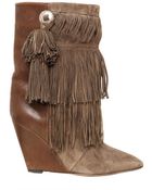 Isabel Marant 90mm Jacob Fringed Suede Wedge Boots - Lyst