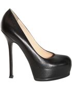 Saint Laurent 140mm Tribtoo Textured Shiny Calf Pumps - Lyst