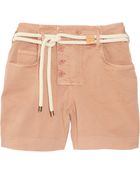See By ChloƩ Belted Stretch Cottonblend Twill Shorts - Lyst