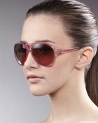 Tory Burch Clear Enamel Aviator Sunglasses Pink - Lyst