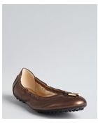 Tod's Camel Metallic Leather Ballet Flats - Lyst