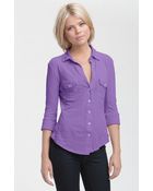 James Perse Button Front Jersey Shirt - Lyst