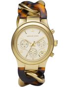 Michael Kors Chainlink Watch Tortoise - Lyst