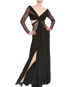 Jay Ahr Techno Net On Silk Chiffon Long Dress - Lyst