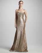 Theia Sequined Strapless Gown - Lyst