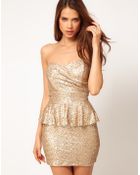 Tfnc Sequin Dress with Peplums - Lyst
