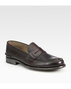 Prada Pebbled Spazzolato Penny Loafer - Lyst