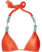 Vix Faux Leather Trimmed Triangle Bikini Top - Lyst