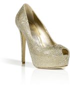 Le Silla Platinum Full Strass Etoile Peep Toe Pumps - Lyst