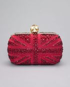 Alexander McQueen Crystal Britannia Box Clutch Dark Cherry - Lyst