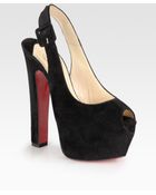 Christian Louboutin Tartarina Suede Slingback Platform Pumps - Lyst