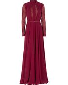 Elie Saab Lace Insert Long Sleeved Gown - Lyst