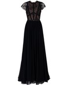 Elie Saab Cap Sleeve Lace Body Gown - Lyst