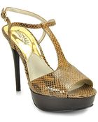 MICHAEL Michael Kors Felicia Camel Snake Tstrap Sandal - Lyst