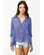 Nasty Gal Sheer Pocket Blouse - Lyst