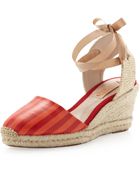 Schutz Striped Ankle-Wrap Espadrille Wedge - Lyst
