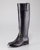 Sergio Rossi Studded Leather Tall Boot - Lyst