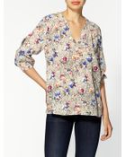 Rebecca Taylor Inky Floral Silk Blouse - Lyst