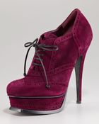 Saint Laurent Tribute Lace-Up Suede Bootie - Lyst