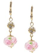Betsey Johnson Pink Flower Beaded Drop Earrings - Lyst