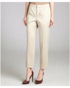 Chloé Beige Cropped Wool Pleat Front Pants - Lyst