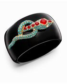 Kenneth Jay Lane Black Enamel and Turquoise Snake Cuff - Lyst