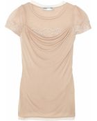 Valentino Draped Jersey and Lace Tshirt - Lyst