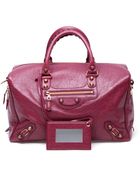 Balenciaga Polly Leather Bowling Bag - Lyst