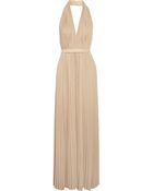 Halston Heritage Pleated Chiffon Halter Neck Gown - Lyst