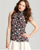 Milly Blouse Tie Neck Printed - Lyst