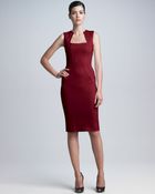 Zac Posen Squareneck Bonded Jersey Dress - Lyst
