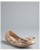 Prada Powder Patent Leather Large Bow Ballet Flats - Lyst
