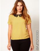 Asos Curve Top with Crochet Collar and Daisy Print - Lyst