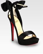 Christian Louboutin Satin and Suede Bow Platform Sandals - Lyst