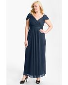 Alex Evenings Beaded Cap Sleeve Mesh Dress - Lyst