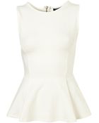 Topshop Sleeveless Zip Peplum Top - Lyst