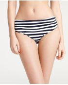 Ann Taylor Stripe Shirred High Waisted Bikini Bottom - Lyst