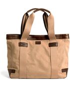Brooks Brothers Washed Canvas and Leather Tote - Lyst