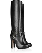 Valentino Studded Leather Knee Boots - Lyst