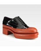 Prada Patent Leather Leather Laceup Platform Loafers - Lyst