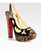 Christian Louboutin Mixed Media Crystal Heel Slingback Pumps - Lyst